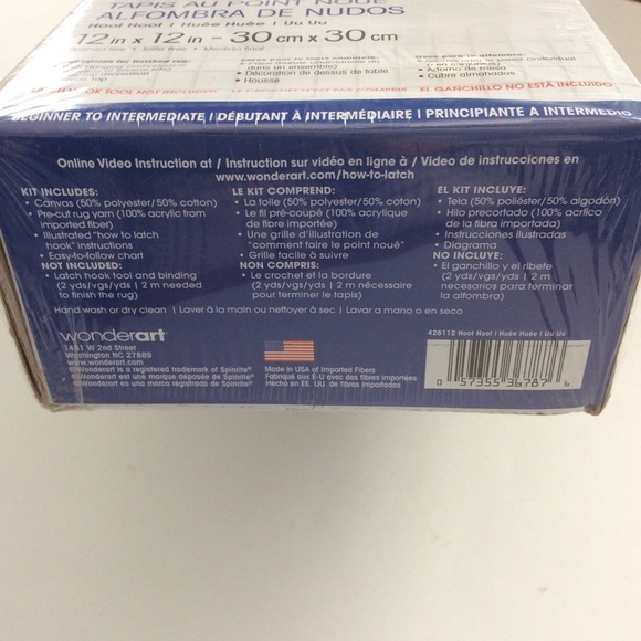 WonderArt Latch Hook Kit “Owl” 12x12 inch - Picture 4 of 6